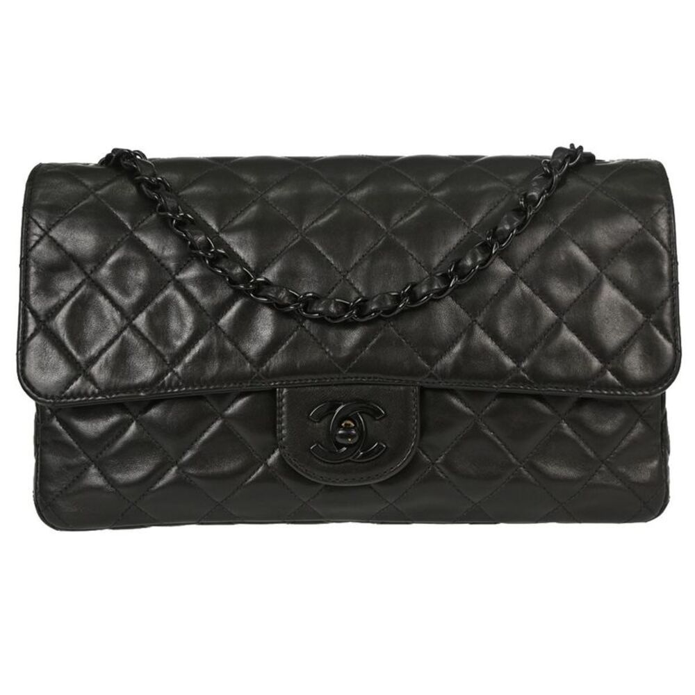 Chanel So Black Classic Single Flap Quilted Lambskin Black Leather Handbag